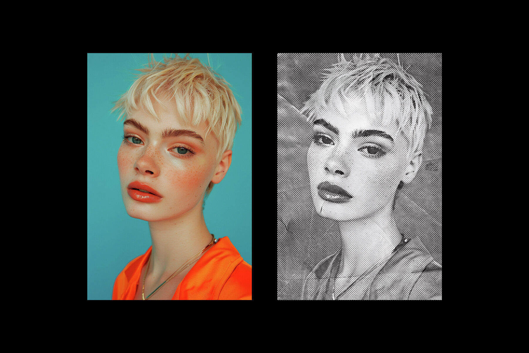 Crumpled Halftone Paper Photo Effect 3