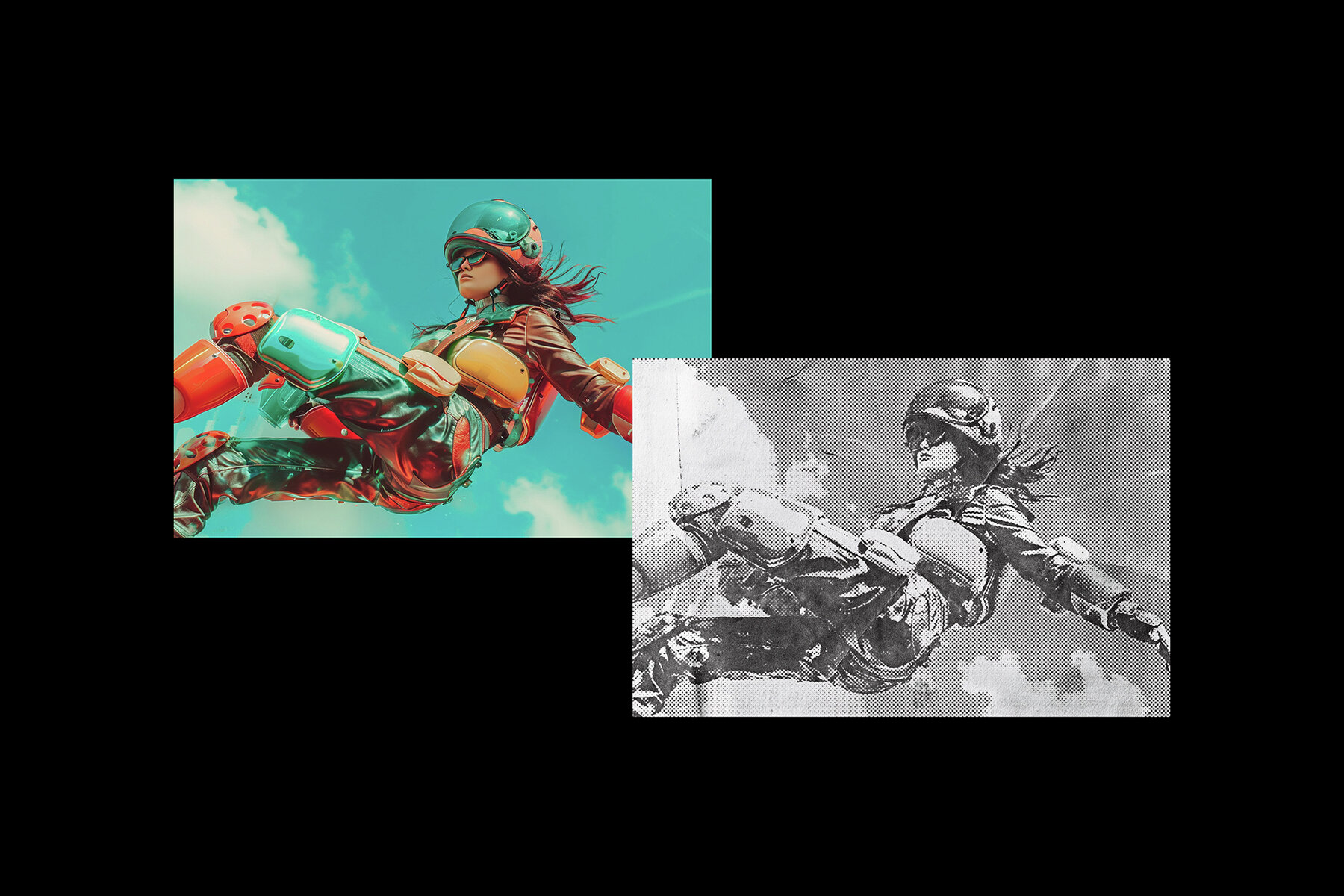 Crumpled Halftone Paper Photo Effect 6