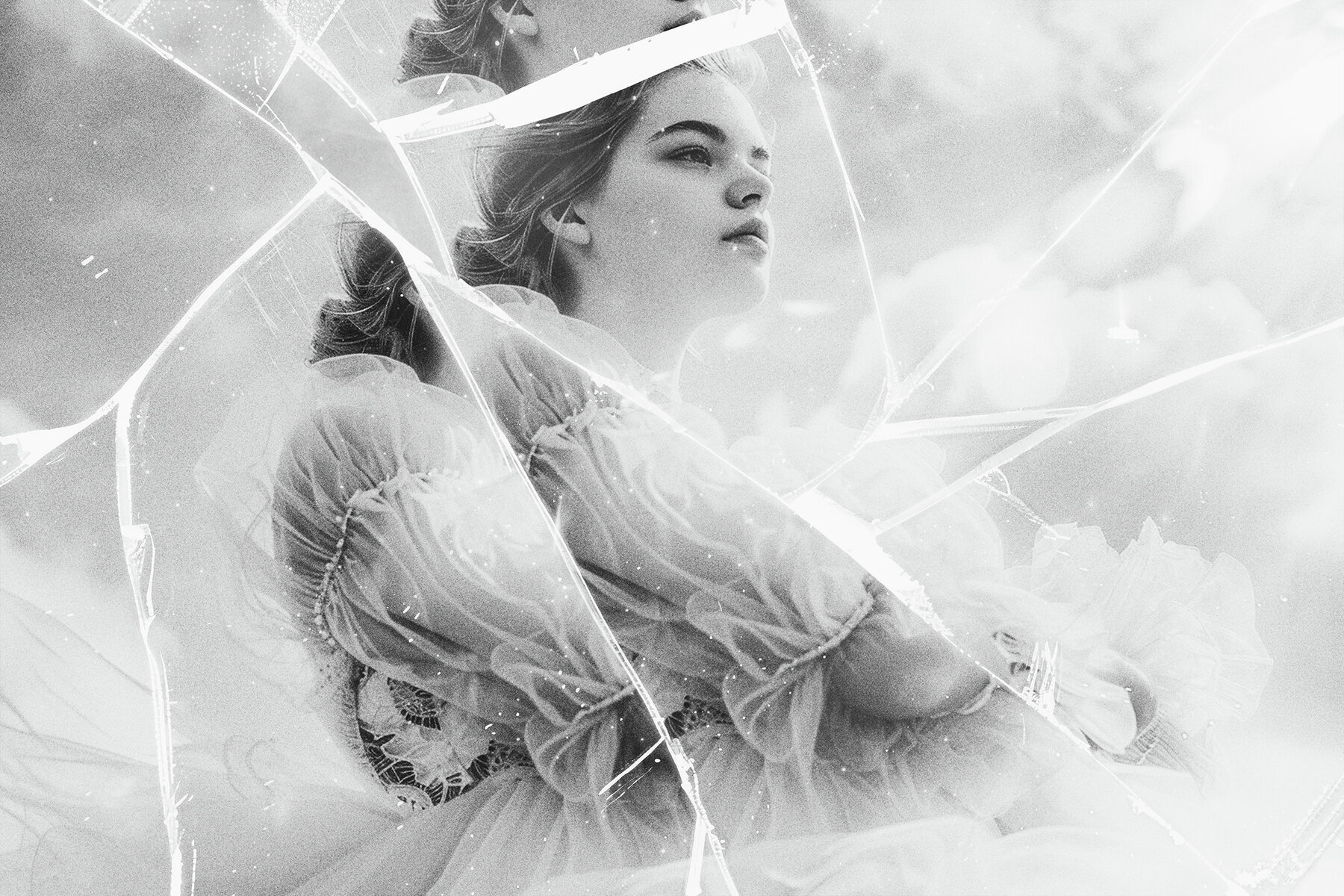 Monochrome Broken Glass Photo Effect 2