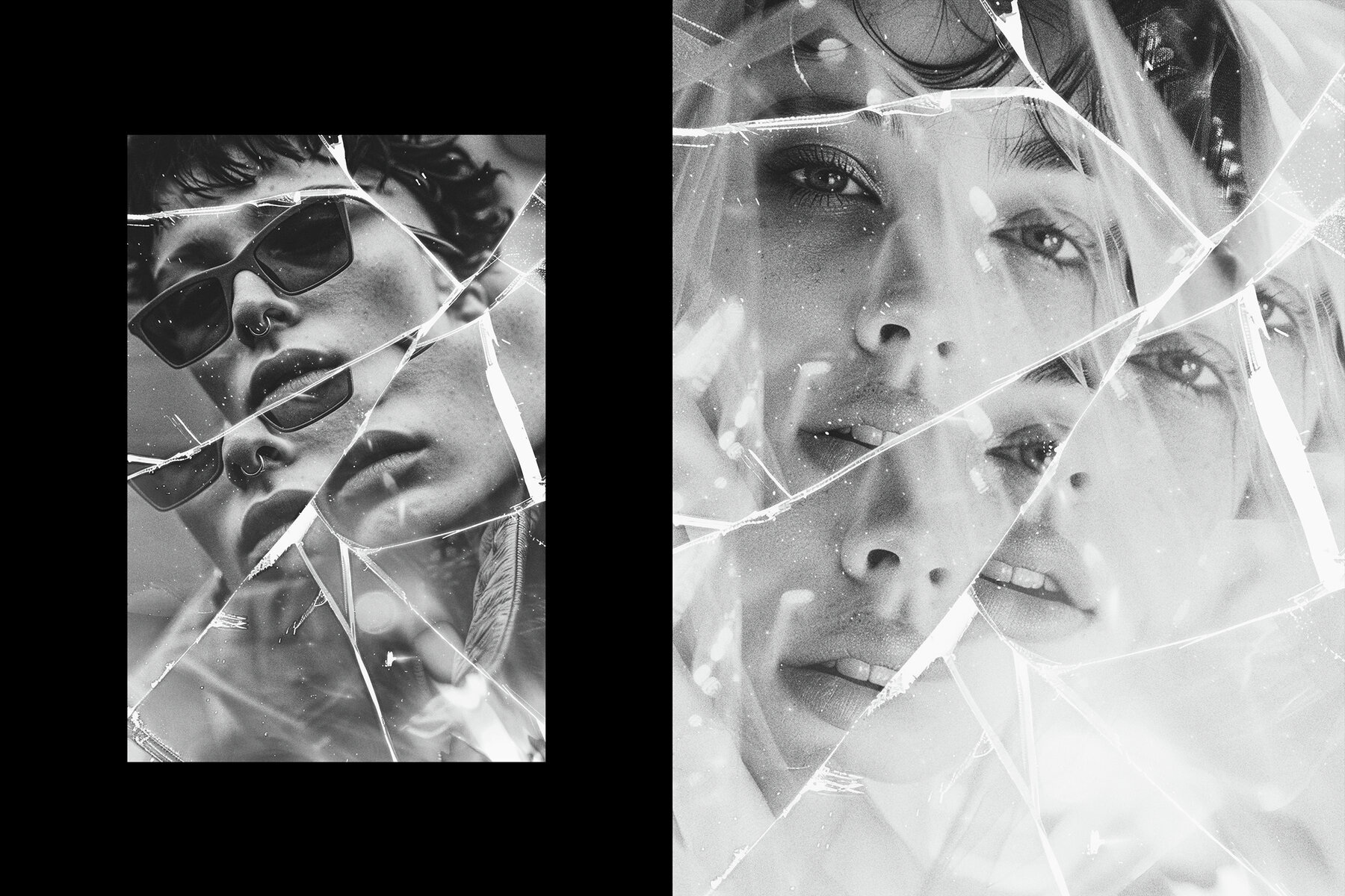 Monochrome Broken Glass Photo Effect 5