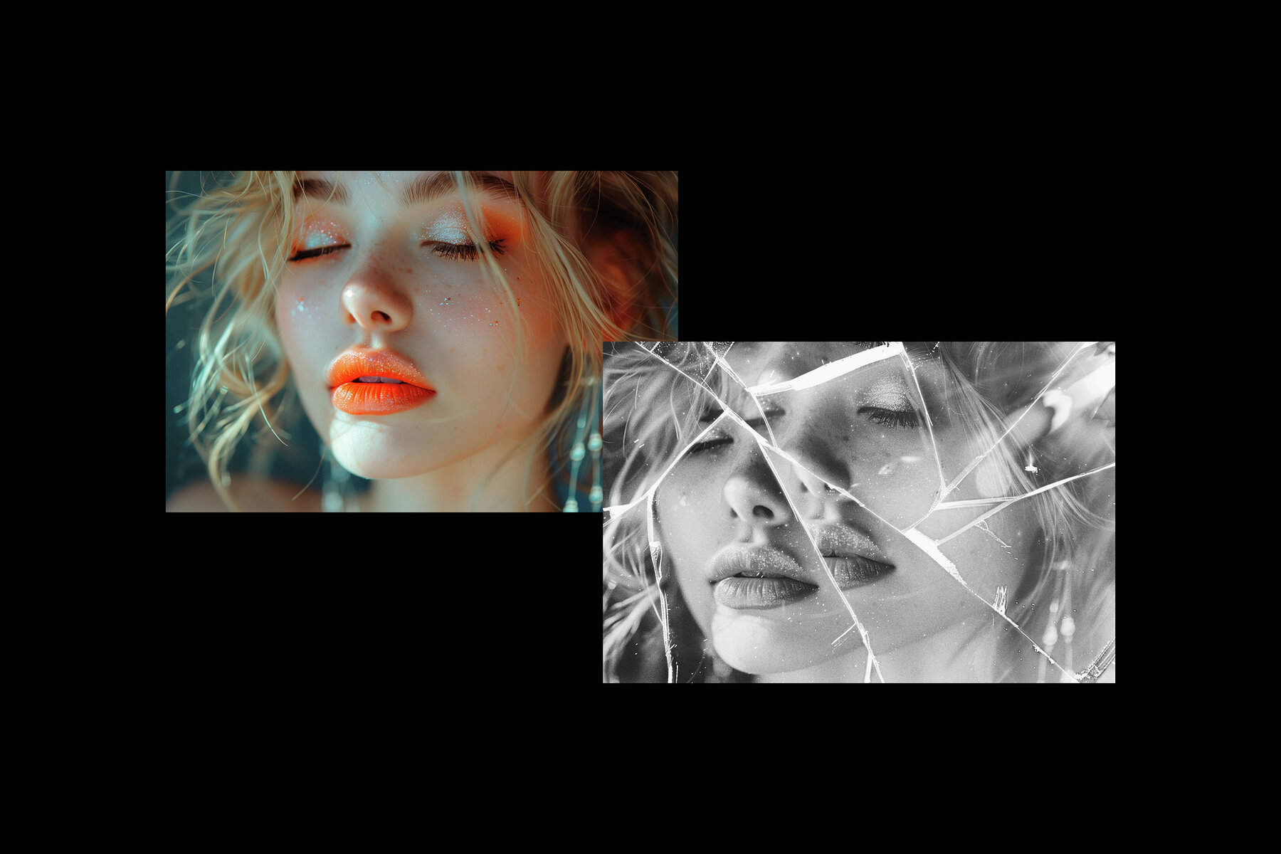 Monochrome Broken Glass Photo Effect 7