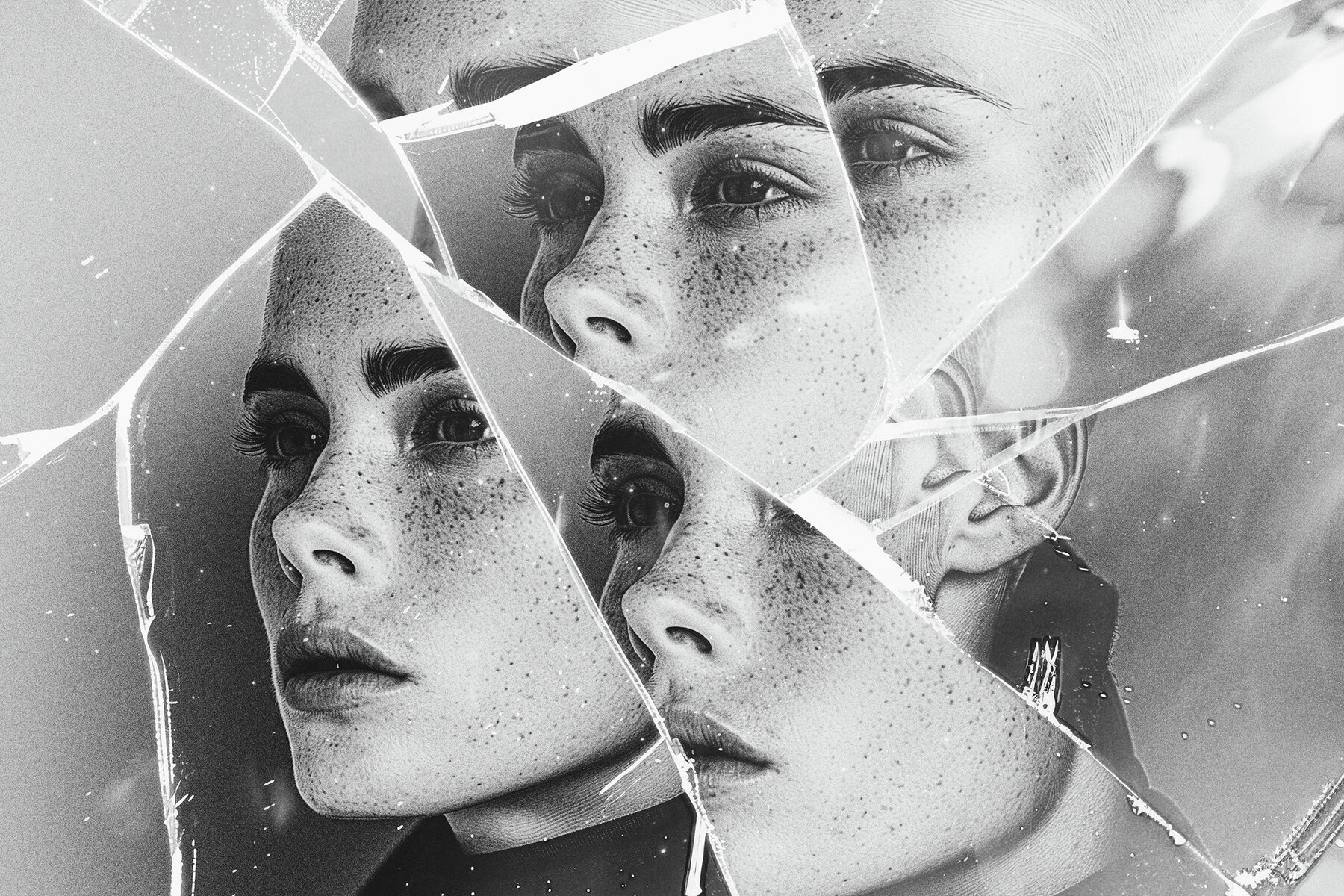 Monochrome Broken Glass Photo Effect 8