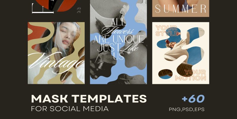 60 Mask Templates for Instagram Graphics