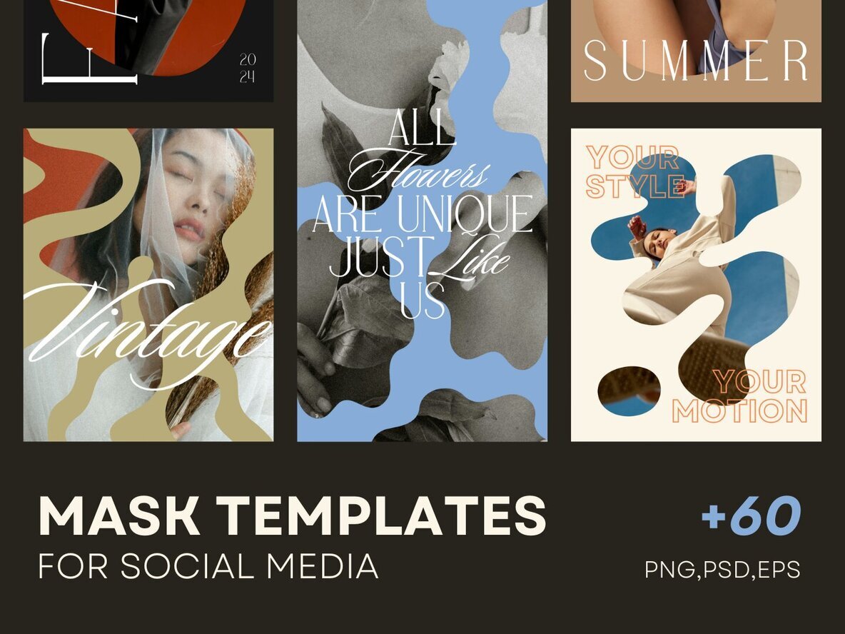 60 Mask Templates for Instagram Graphics 1