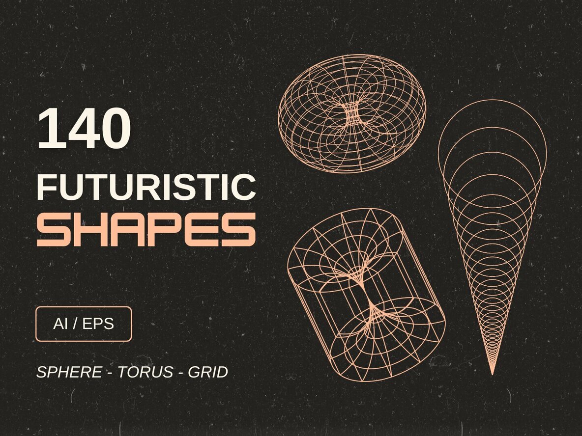 140 Retro Geometry Futuristic Shapes 1