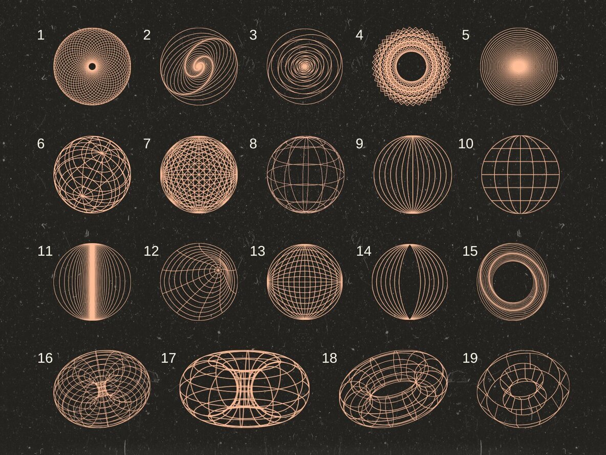 140 Retro Geometry Futuristic Shapes 3