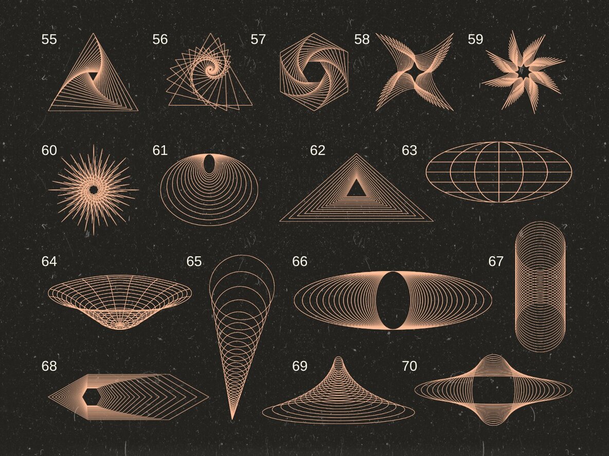 140 Retro Geometry Futuristic Shapes 6