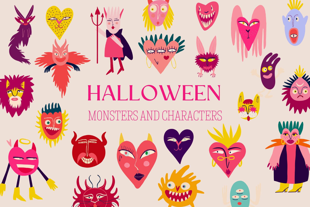 Halloween monsters and characters Graphic Bundle 1