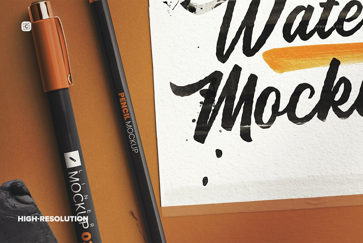 Watercolor Workspace Scene Creator Mockup 3