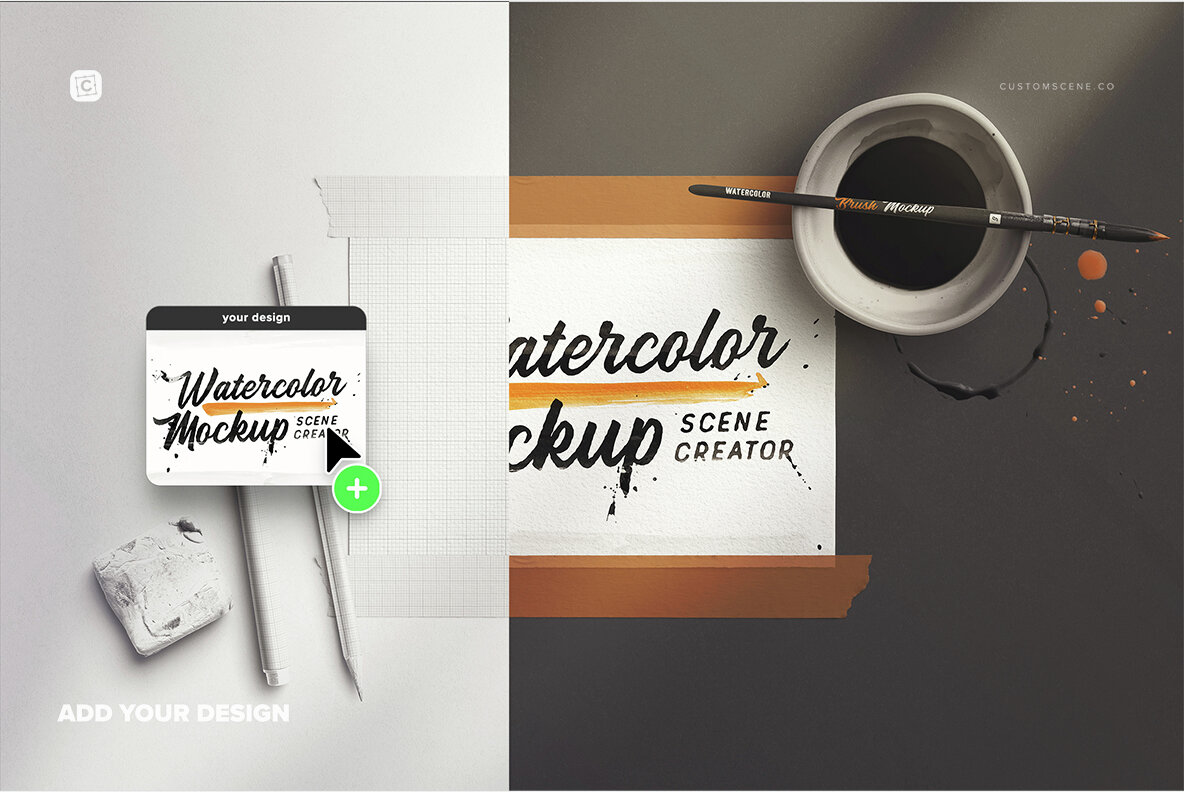 Watercolor Workspace Scene Creator Mockup 6