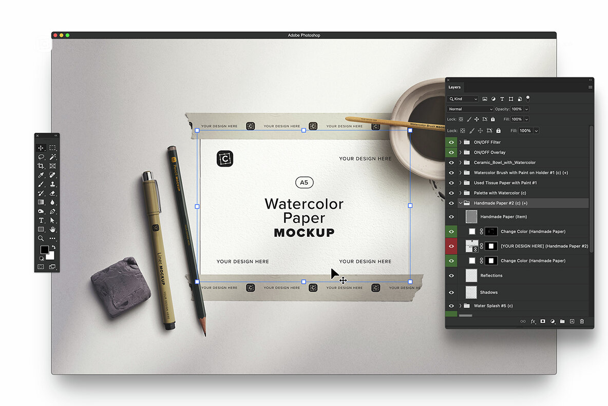 Watercolor Workspace Scene Creator Mockup 7