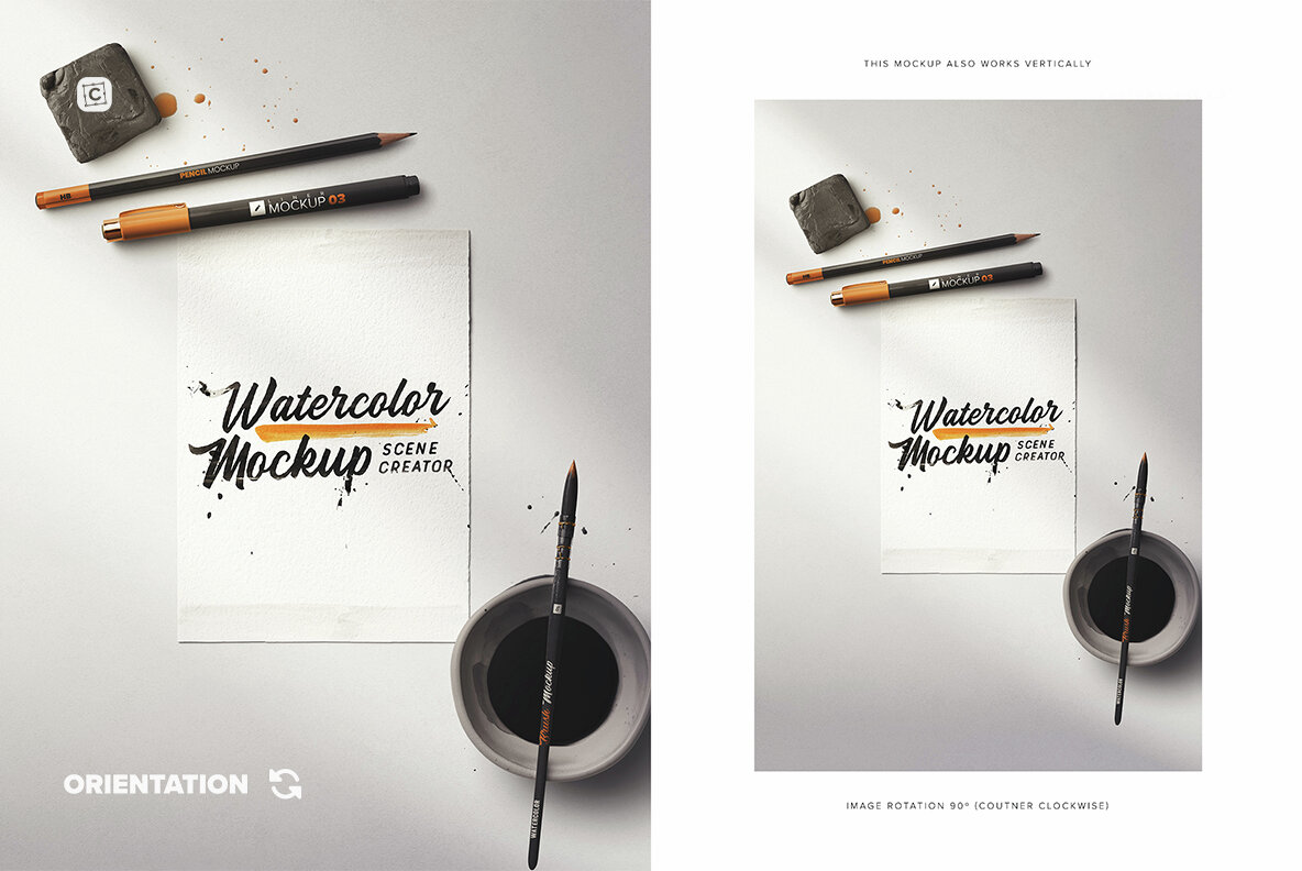 Watercolor Workspace Scene Creator Mockup 8