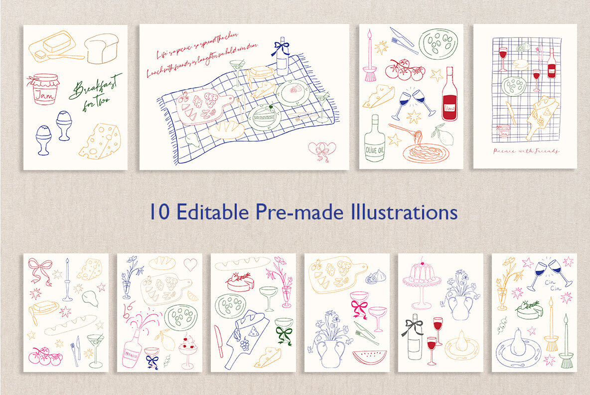 Picnic Party Hand Drawn Illustration Set 3