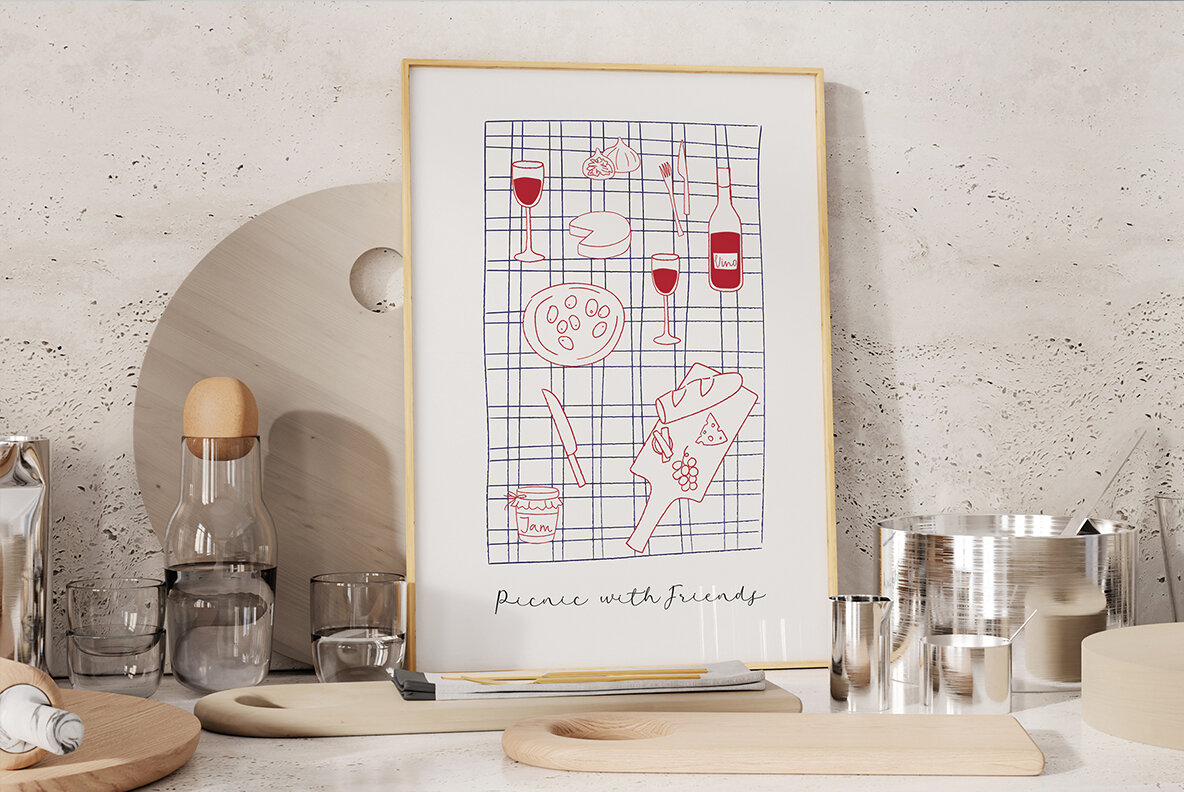 Picnic Party Hand Drawn Illustration Set 12