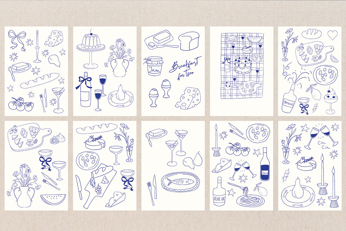 Picnic Party Hand Drawn Illustration Set 13