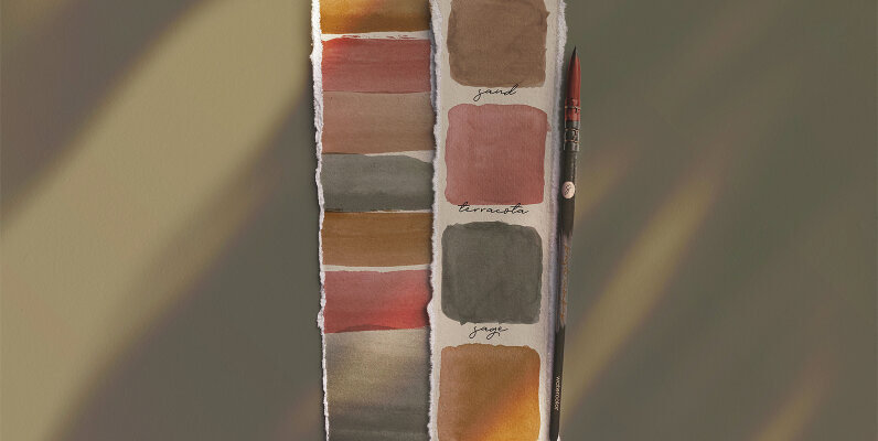 Two Strip Deckled Edge Paper with Watercolor Brush