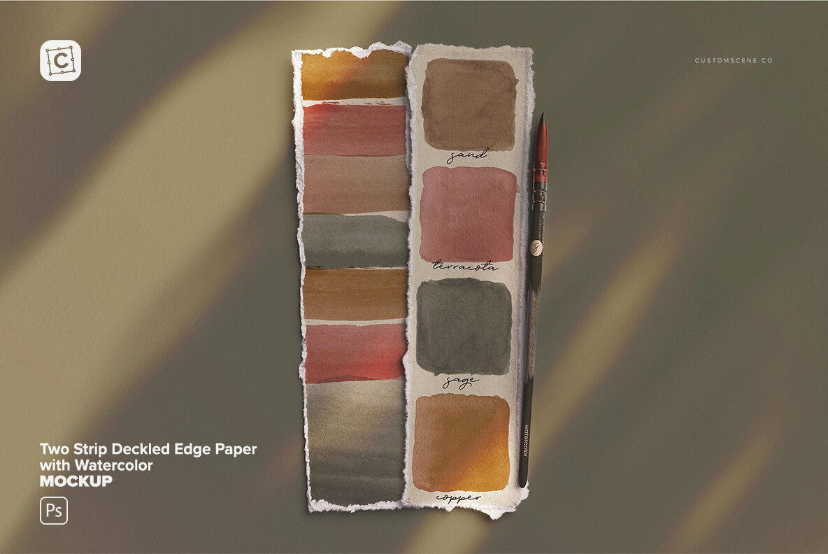 Two Strip Deckled Edge Paper with Watercolor Brush 1