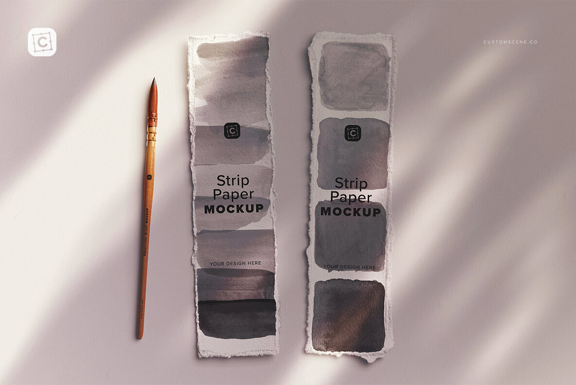 Two Strip Deckled Edge Paper with Watercolor Brush 2