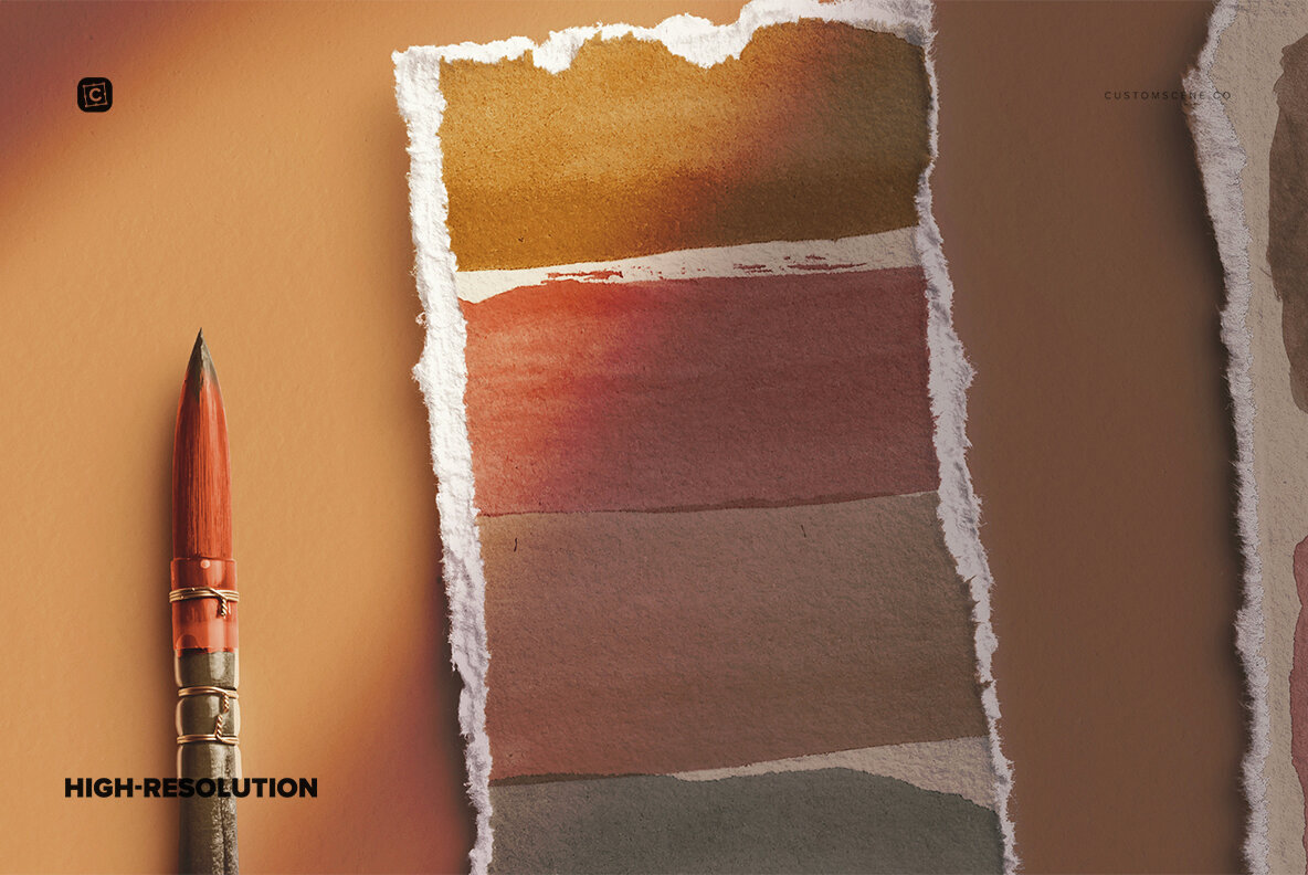 Two Strip Deckled Edge Paper with Watercolor Brush 3