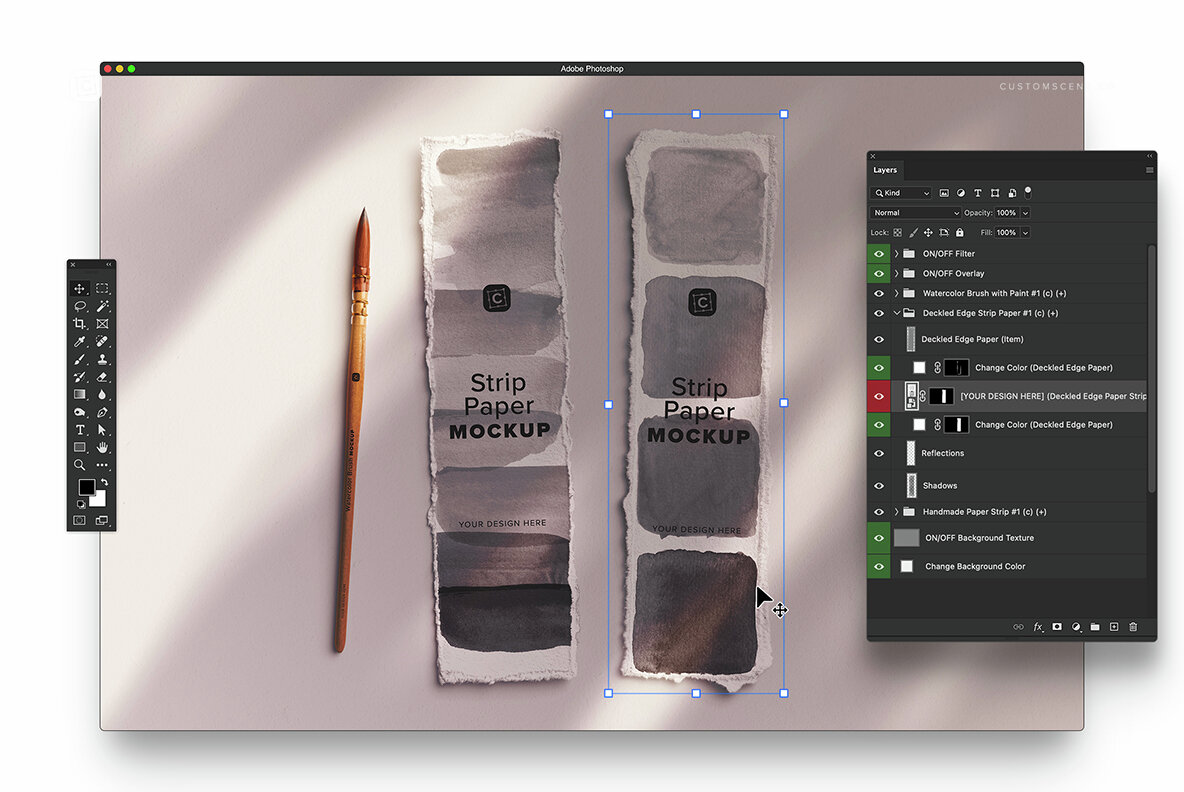 Two Strip Deckled Edge Paper with Watercolor Brush 7