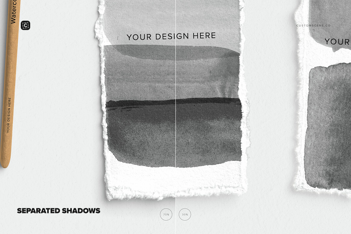 Two Strip Deckled Edge Paper with Watercolor Brush 9