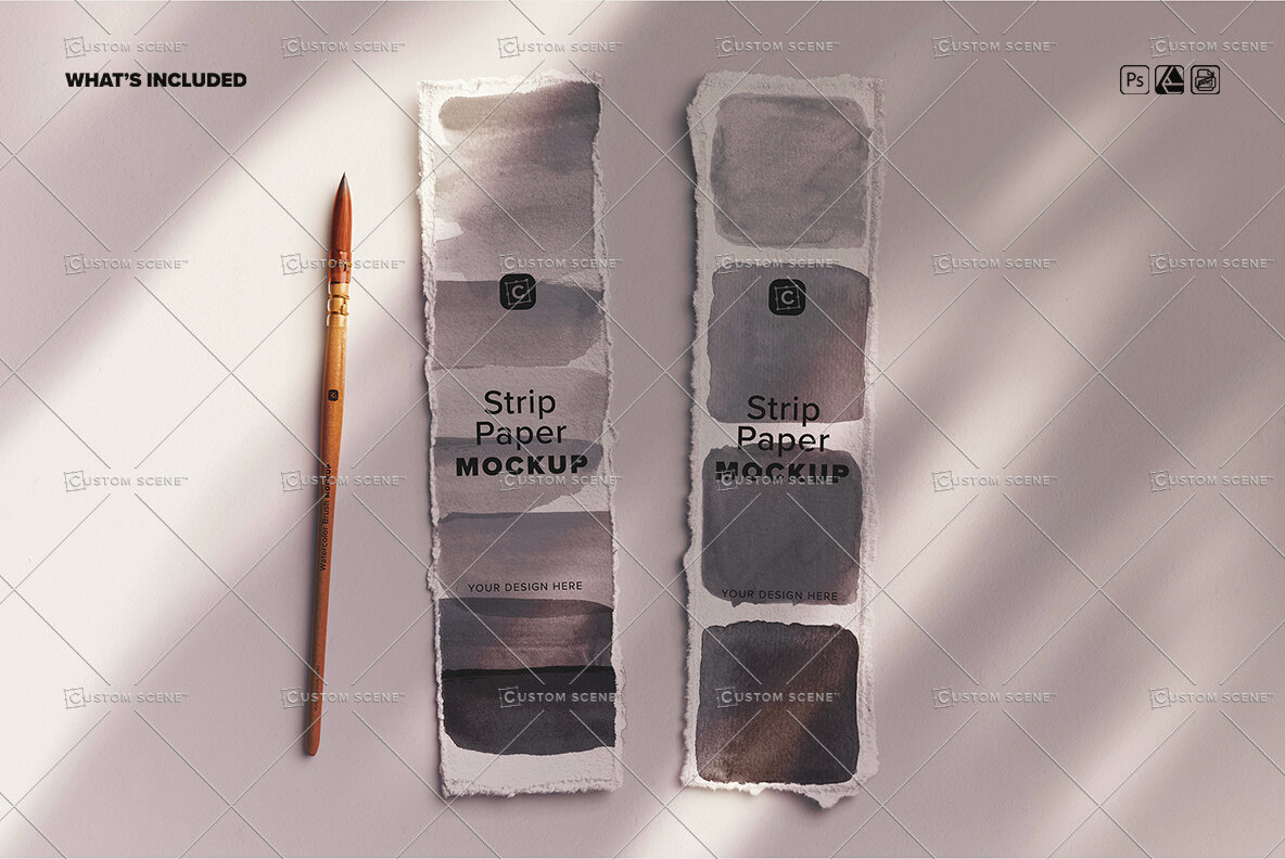 Two Strip Deckled Edge Paper with Watercolor Brush 10