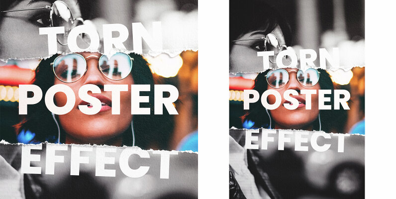 Torn Paper Poster Photo Effect Mockup