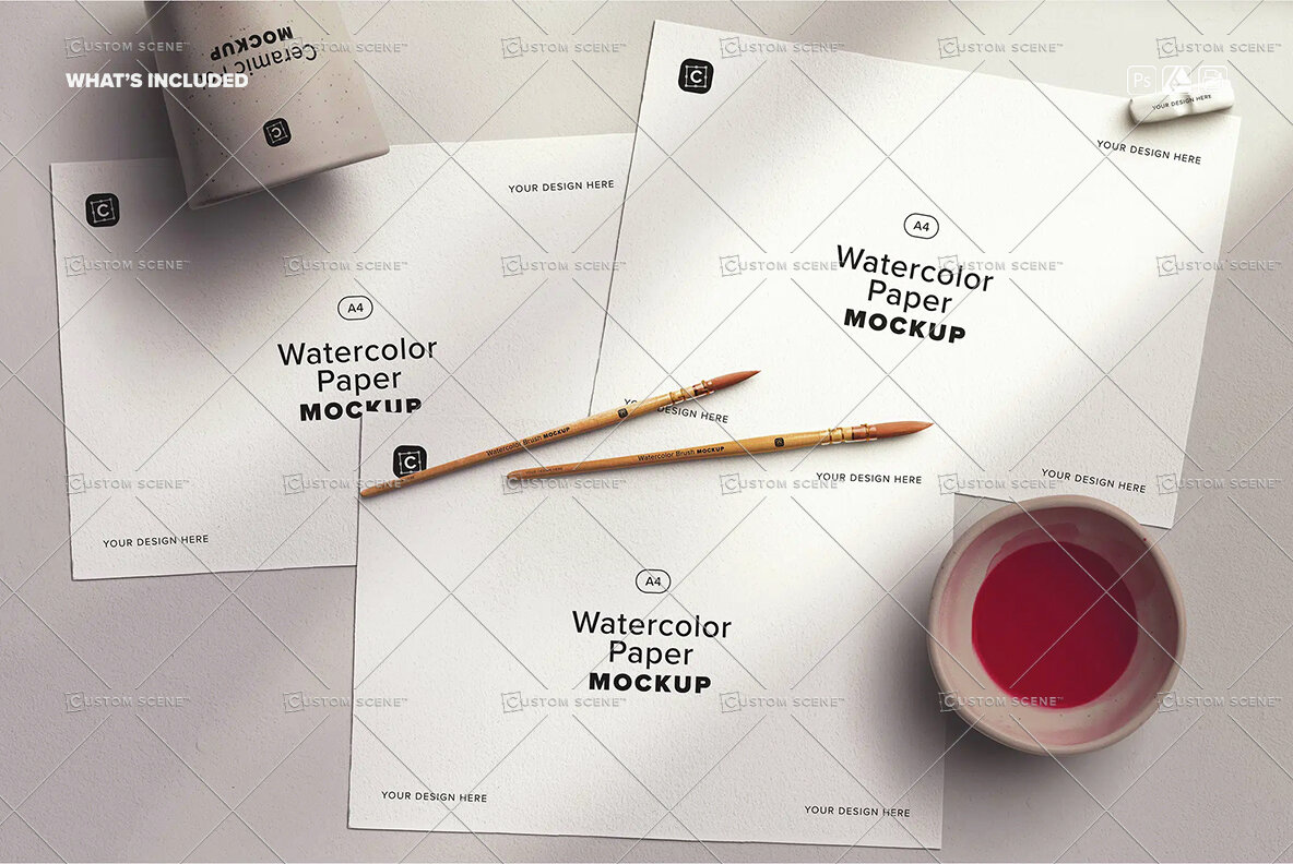 Three A4 Watercolor Paper 10