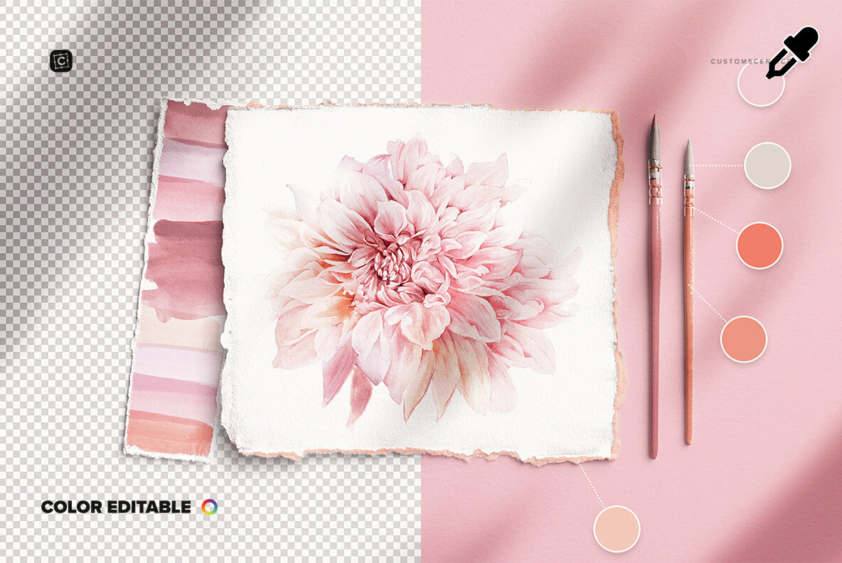 Handmade Paper Mockup with Brushes 5