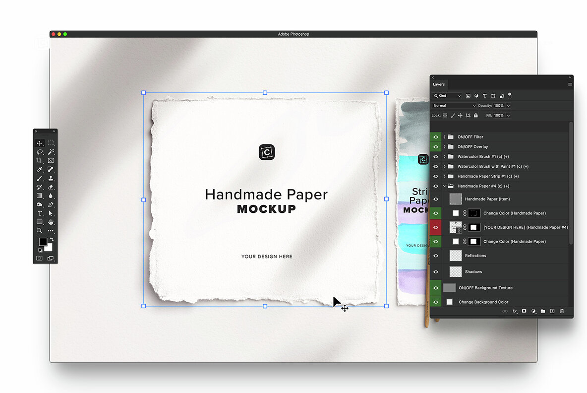 Handmade Paper Mockup with Brushes 7