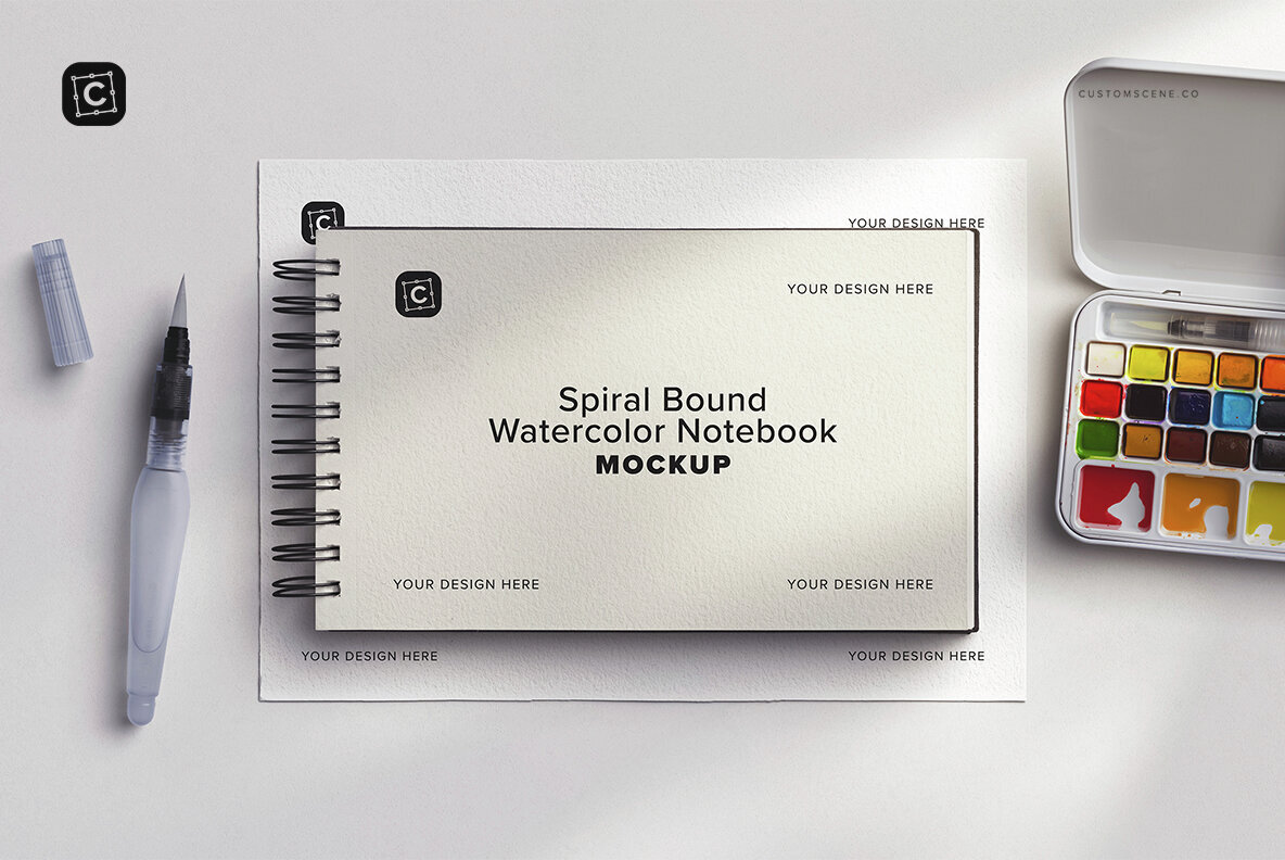 Artistic Watercolor Notebook Scene Creator Mockup 2