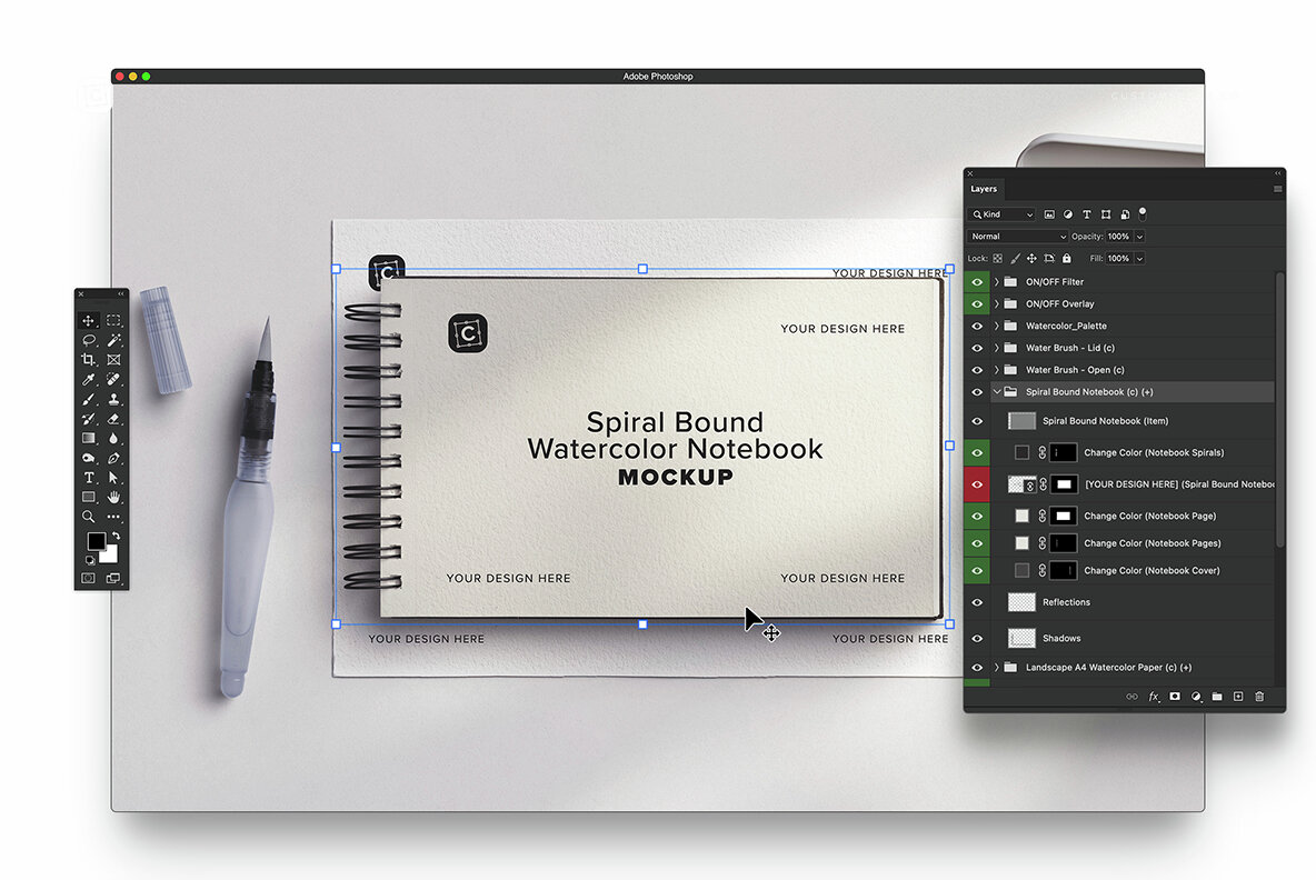 Artistic Watercolor Notebook Scene Creator Mockup 7