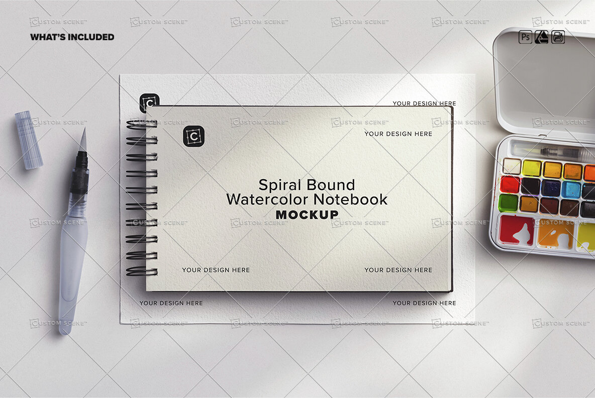 Artistic Watercolor Notebook Scene Creator Mockup 10