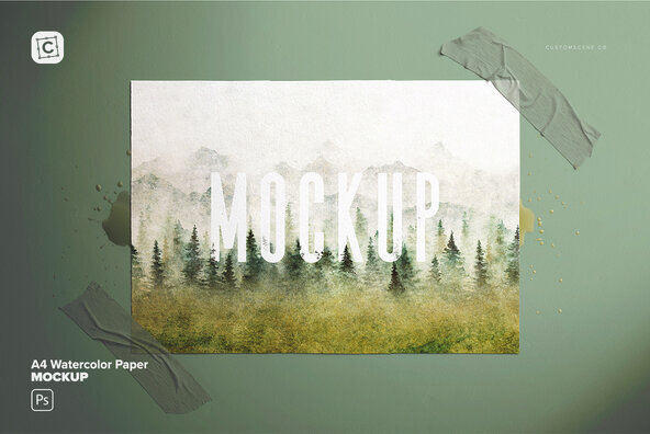 A4 Watercolor Paper Mockup Graphics - YouWorkForThem