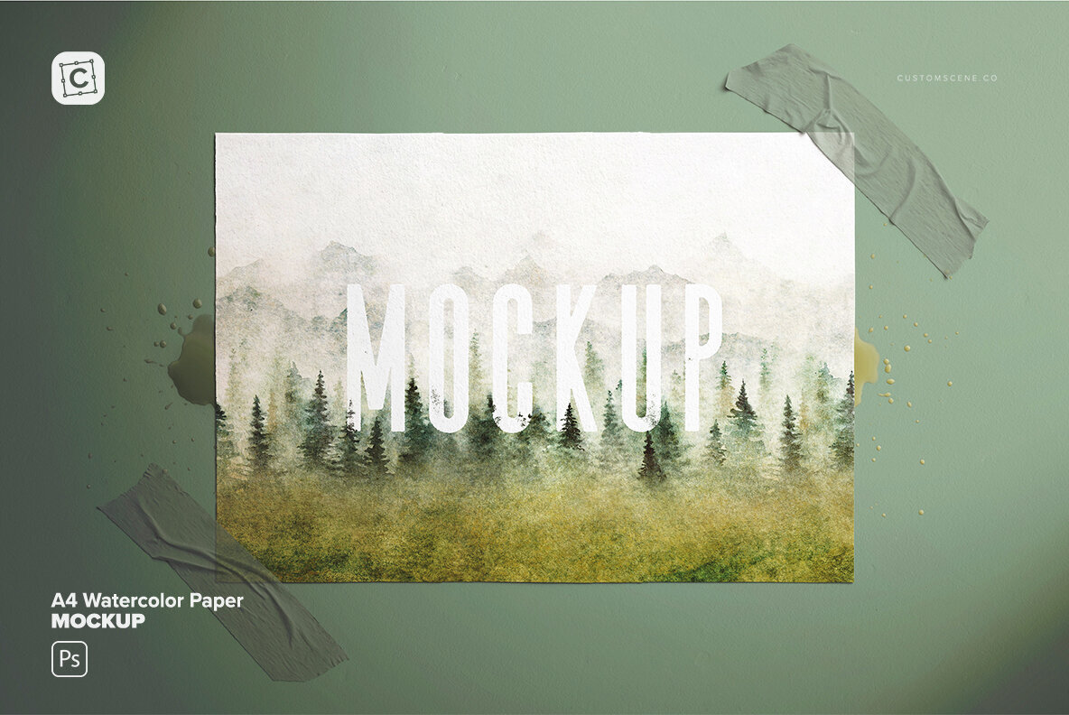 A4 Watercolor Paper Mockup 1