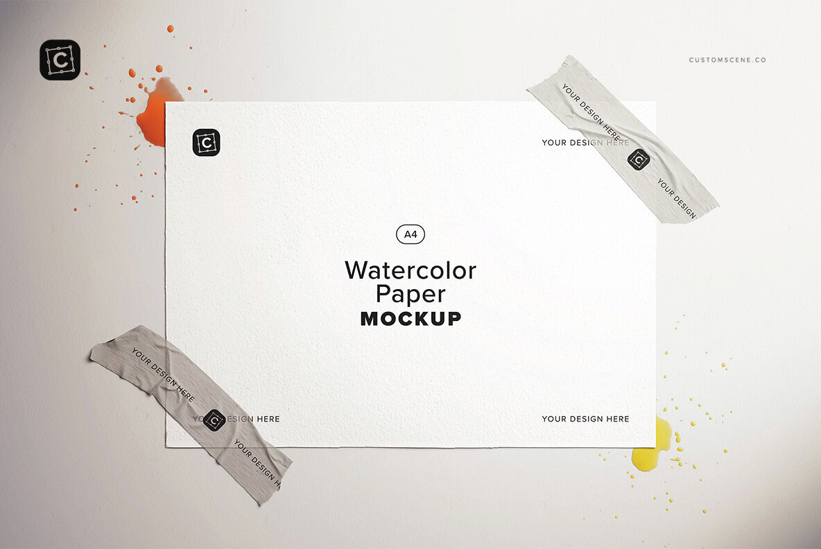A4 Watercolor Paper Mockup 2