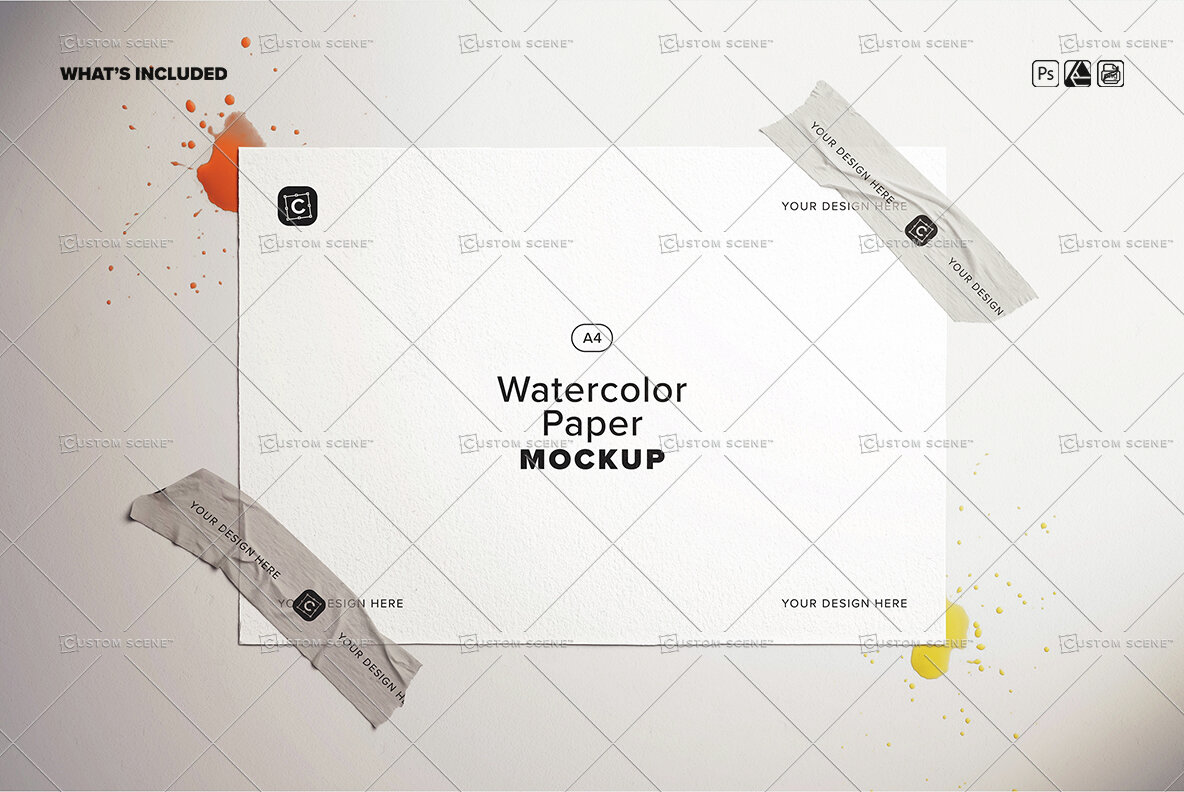 A4 Watercolor Paper Mockup 10