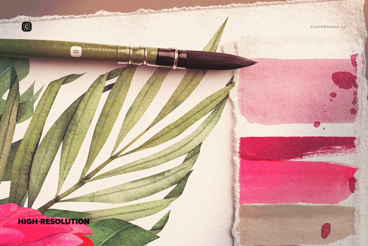 A4 Deckled Edge Paper Watercolor Mockup Scene 3