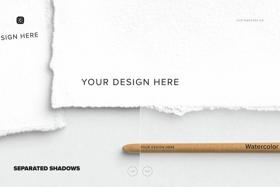 A4 Deckled Edge Paper Watercolor Mockup Scene 9