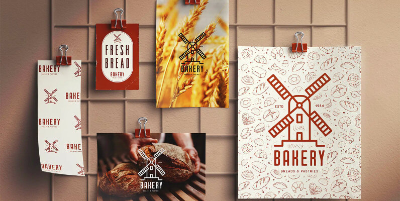 Photos Mockup On Wall Grid