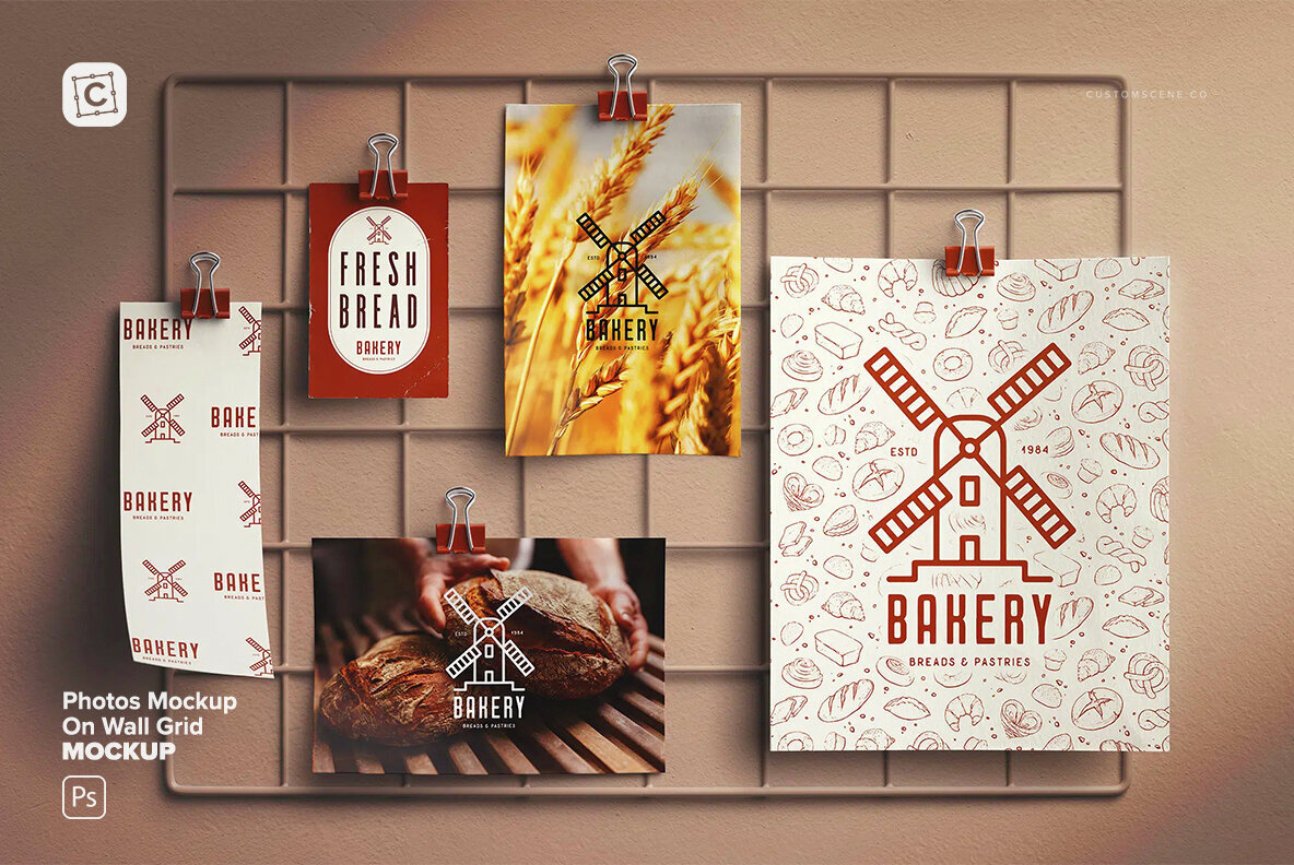 Photos Mockup On Wall Grid 2