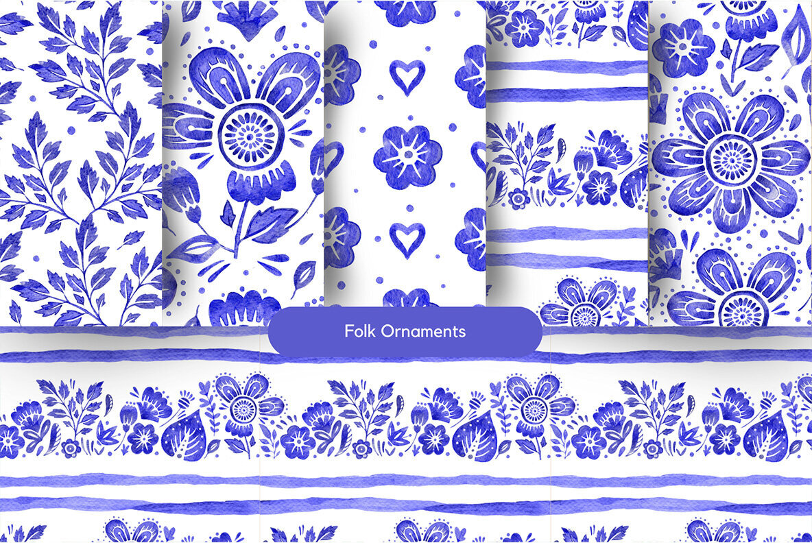 Watercolor Seamless Pattern Bundle 2