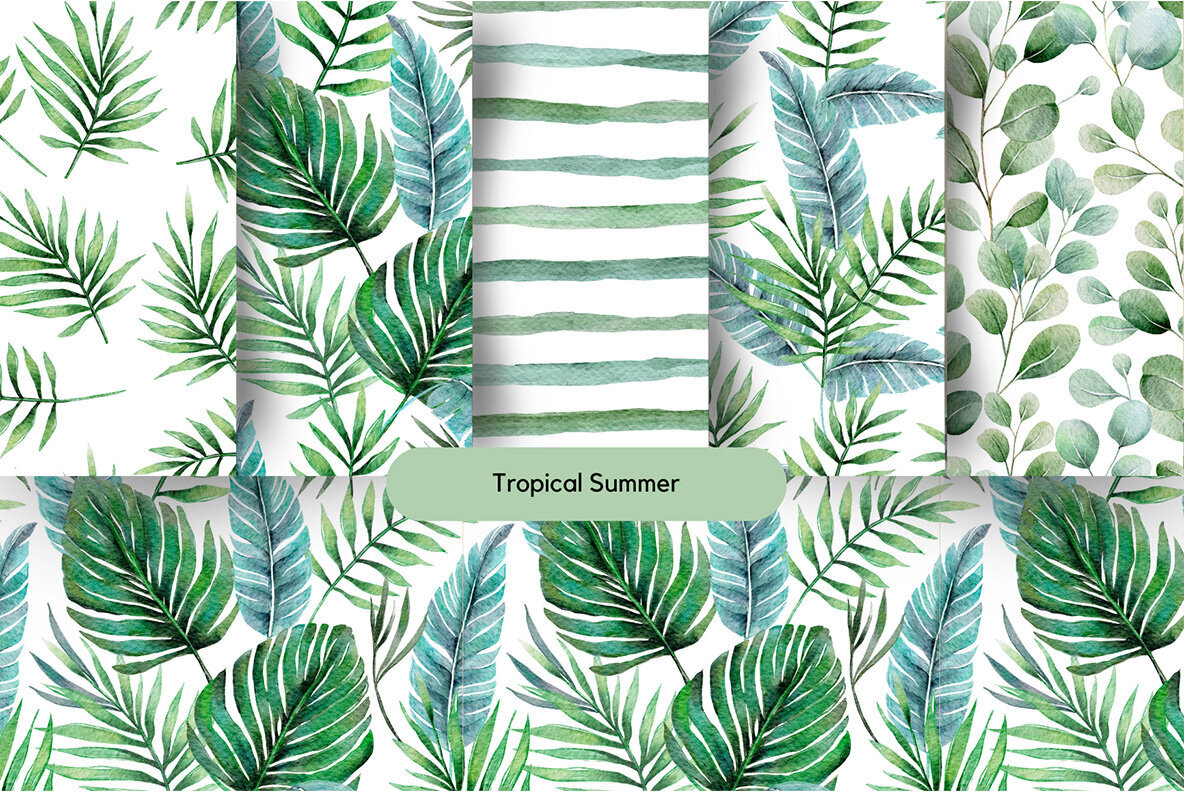 Watercolor Seamless Pattern Bundle 3