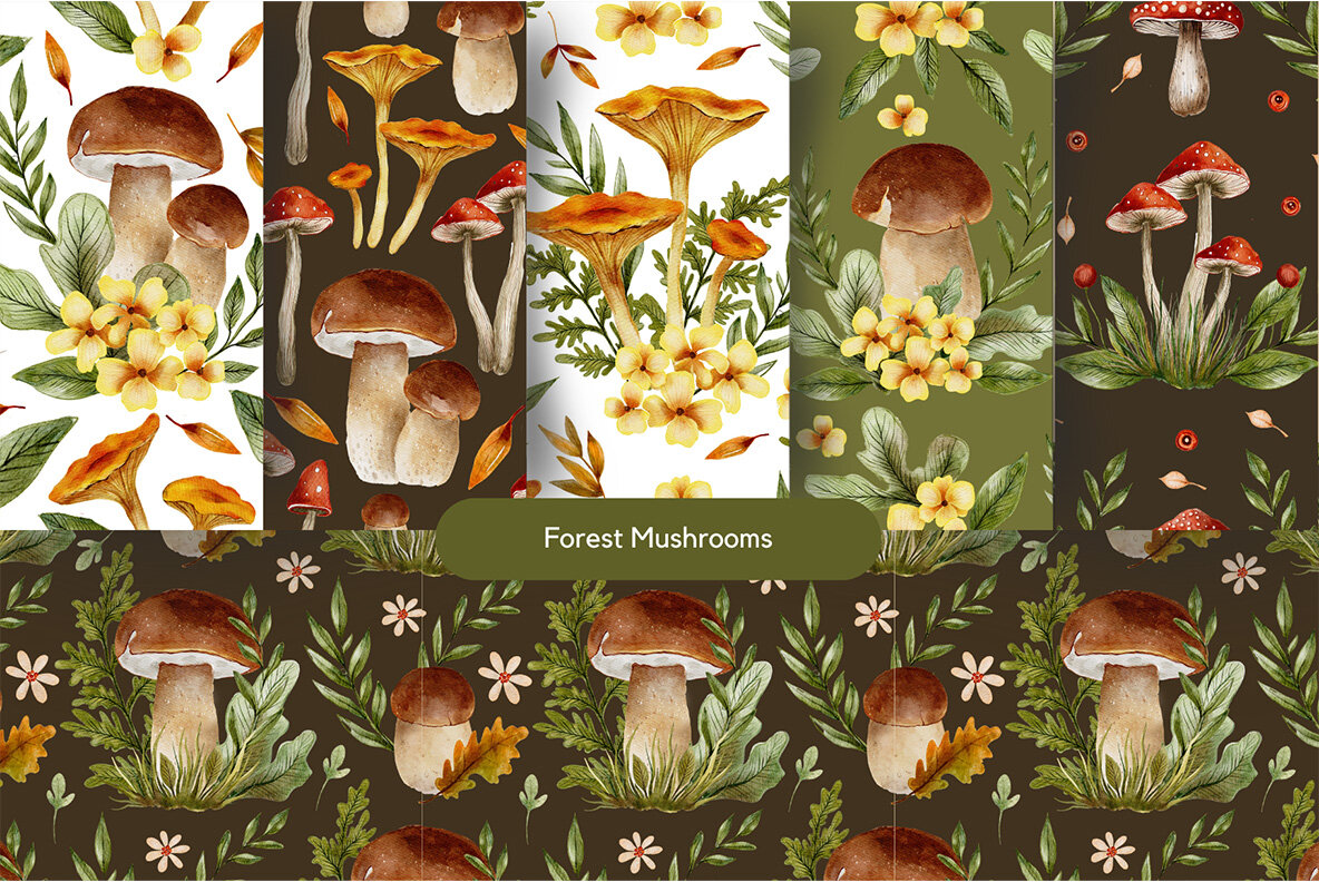 Watercolor Seamless Pattern Bundle 7