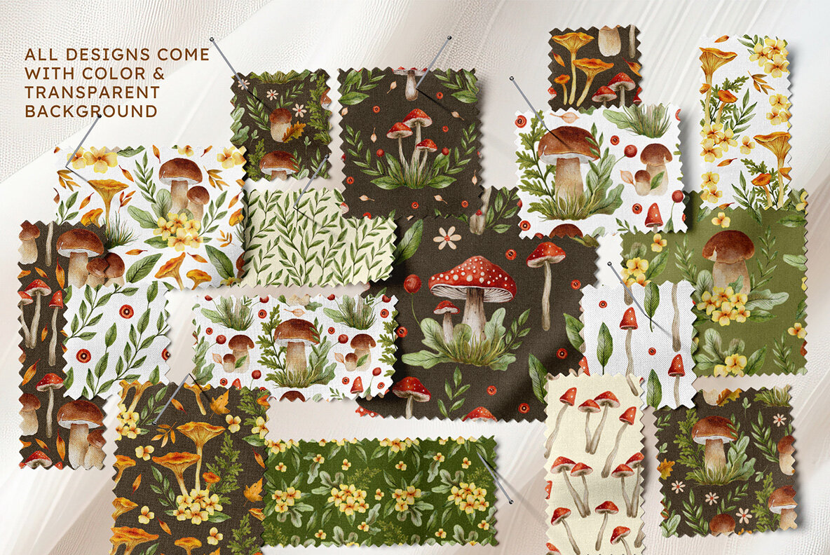 Mushroom Watercolor Fall Graphics 3