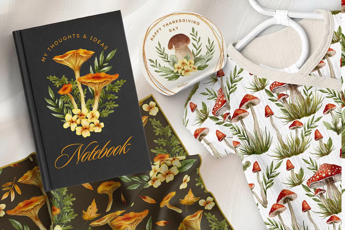 Mushroom Watercolor Fall Graphics 7