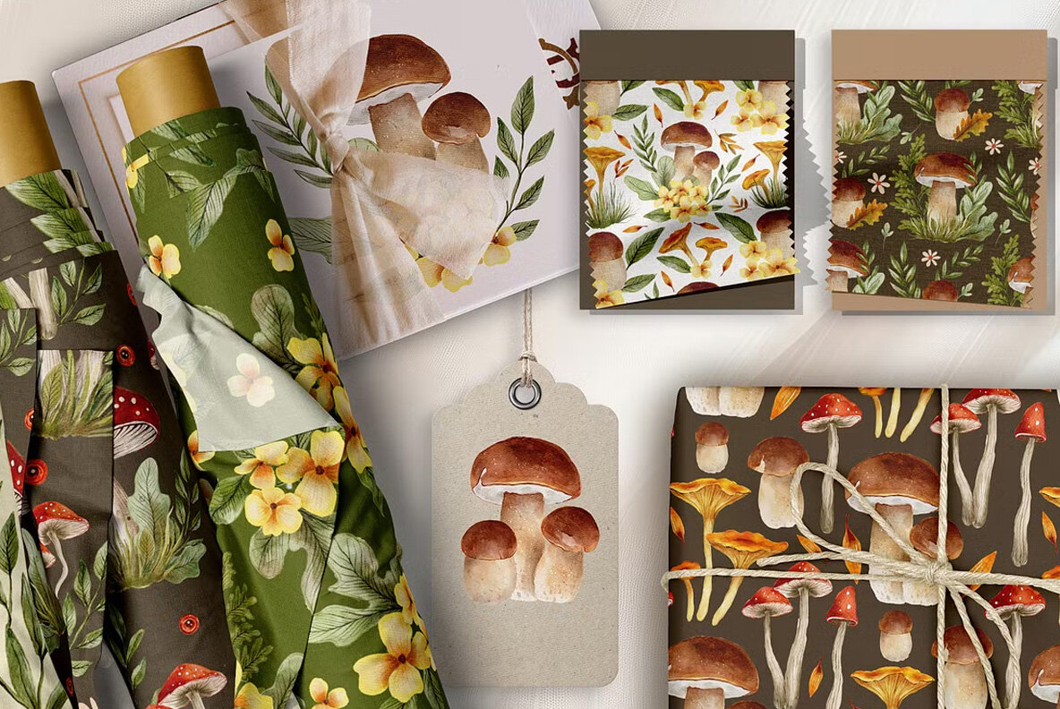 Mushroom Watercolor Fall Graphics 8