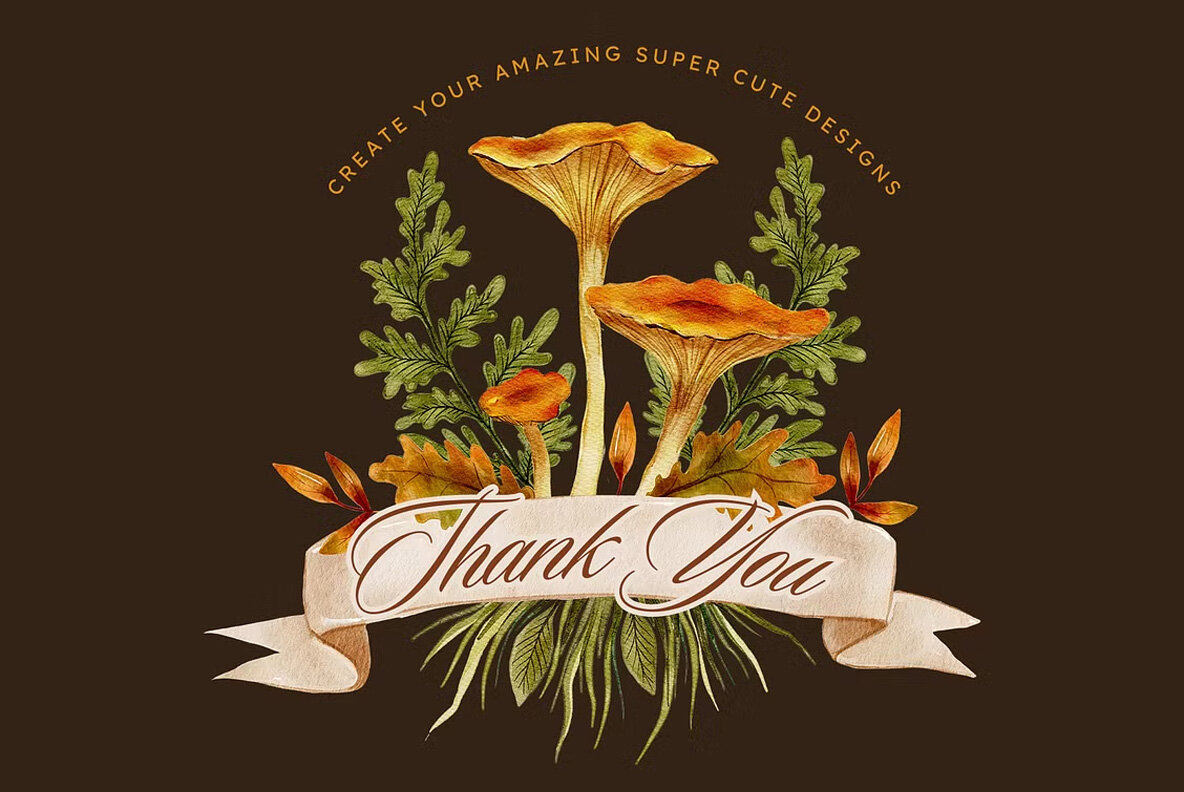 Mushroom Watercolor Fall Graphics 9