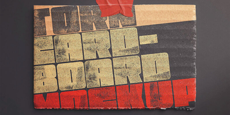 Torn Cardboard Mockup with Tape