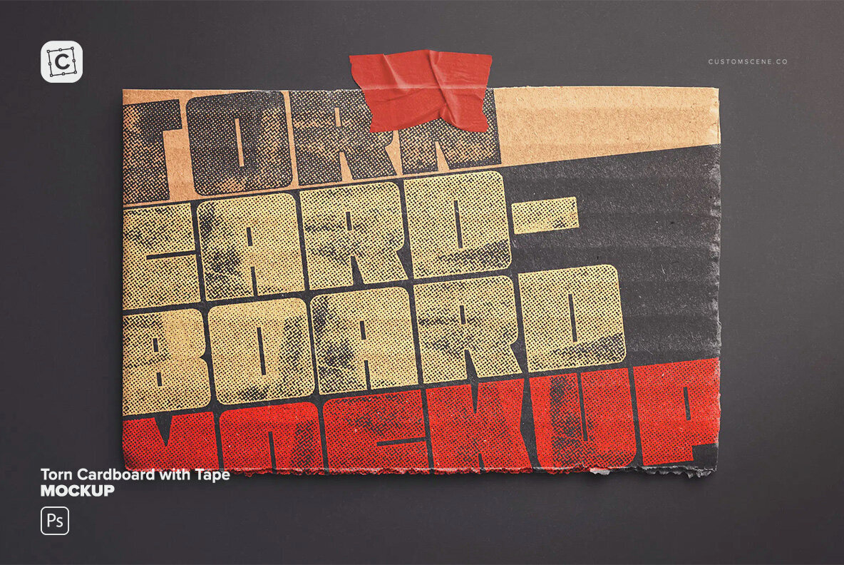 Torn Cardboard Mockup with Tape 1